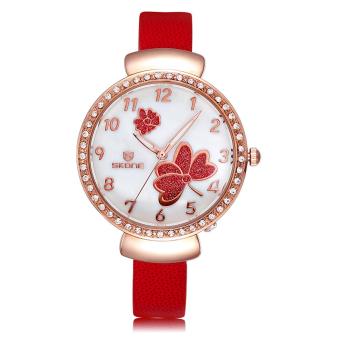 boyun Women Watch Quartz Watches Women Luxury Rhinestones Watches Fashion Watch Luminous PU Leather Wristwatches Skone Brand (red rose gold)  