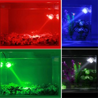 Gambar BU Aquarium Fish Tank Amphibious Submersible Mini LED SpotlightLamp Light Colorful   intl