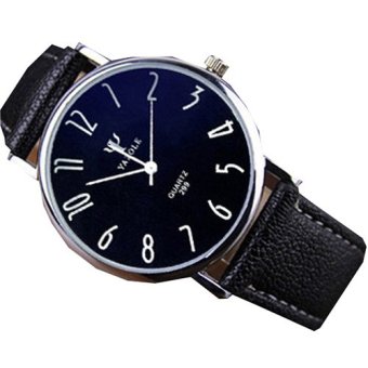 Business Lovers Table Leather Belt Waterproof Quartz Watch (Black)- - intl  