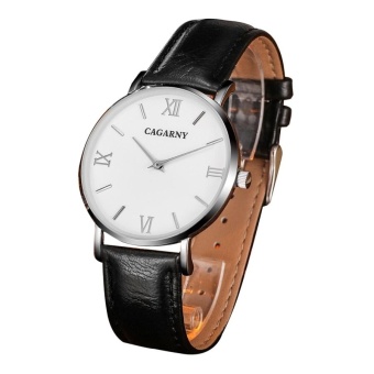 CAGARNY 6812 Concise Style Ultra Thin Quartz Wrist Watch With Leather Band For Women(Black Band) - intl  