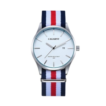 CAGARNY 6865 Concise Style Ultra Thin Waterproof Quartz Wrist Watch With Striped Nylon Band - intl  