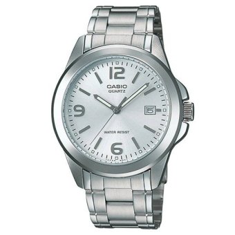 Gambar Casio Analog Jam Tangan Pria   Silver   Strap Rantai   MTP 1215A 7A