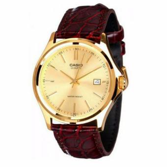 Gambar Casio Analog MTP1183 Original Jam Tangan Unisex (Pria Dan Wanita) Leather Strap (Coklat Gold)