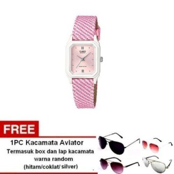 Gambar Casio Analog Watch Jam Tangan Wanita   Merah Muda   Cloth Band   Petite Size   LQ 139LB 4A2DF+ Free 1pc kacamata aviator dengan warna random termasuk kotak kacamata dan lap kacamata