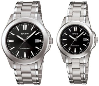 Gambar Casio Couple 1215A 1A2 Jam Tangan Couple Hitam Kulit