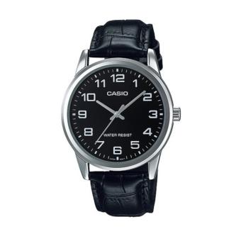 Gambar Casio Jam Tangan Pria Original   Leather Strap   MTP V001L 1B Hitam