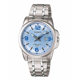 Casio - LTP-1314D-2A Jam Tangan Wanita - Stainless Steel - Silver (Lis biru)  