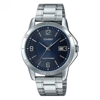 Gambar Casio Solar Analog Jam Tangan Pria   Silver   Strap Rantai  MTP VS02D 2A