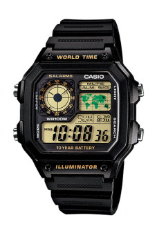 Gambar Casio Standar Digital AE 1200WH 1BV  Jam Tangan Pria   Hitam   Karet