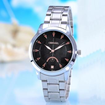 Gambar Cenozo   Jam Tangan Wanita   Body Silver   Black Rose Dial   Silver Stainless Steel Band   CNZ RT 8207A L SB Rose   Stainless Steel Band