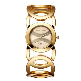 chechang 2016 Auto Date Brand Luxury Crystal Gold Watches Women Fashion Dress Bracelet Quartz Watch Shock Waterproof Feminino (gold gold)  