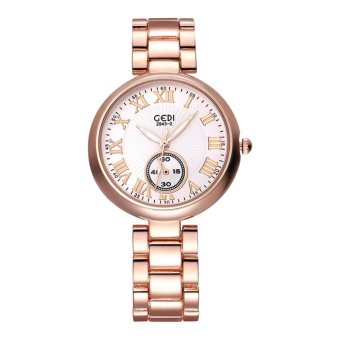 chechang 2016 New Luxury Brand Women's Quartz Watch Date Day Clock Gold Steel Watch Ladies Fashion Casual Watch Women Wrist Watches (rose gold white)  