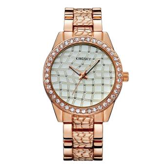 chechang Kingsky brand wholesale lady quartz watch gold plated alloy watch fashion fashion watch explosion (Rose Gold)  