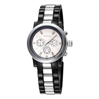 chechang WEIQIN Brand Women Watches Trendy Fashion Rose Gold White Rhinestone Round Dial Quartz Wrist Watch Clock Feminino (black white)  