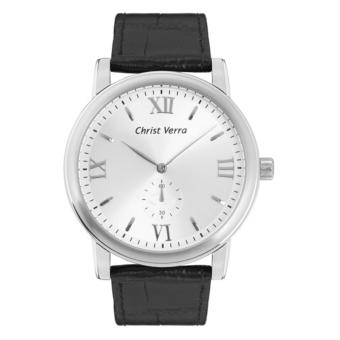 Gambar Christ Verra Fashion Men s Watch CV 52049G 21 SLV BLK White Black Silver Leather