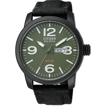 CITIZEN Eco-Drive Military Black-plated Steel Canvas Strap Men's Watch BM8475-00X(Multicolor) intl  