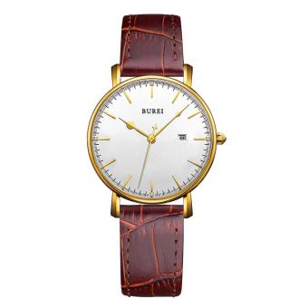 CITOLE BUREI Watch Women Genuine Leather Strap Quartz Waterproof Wristwatch 6.6mm Ultra Slim Dial Business Lady Watches Reloj Mujer (gold white)  