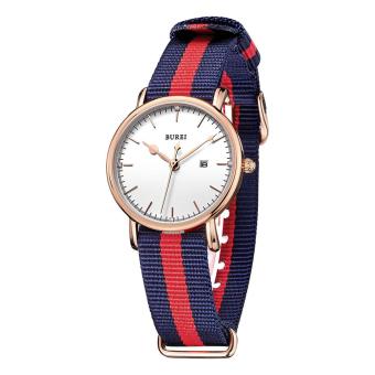CITOLE BUREI Watch Women Genuine Leather Strap Quartz Waterproof Wristwatch 6.6mm Ultra Slim Dial Business Lady Watches Reloj Mujer (red rosegold nylon)  