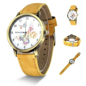 Coconiey Women Band Analog Quartz Business Wrist Watch Yellow free shipping - intl  