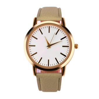 Coconiey Women Men Band Analog Quartz Business Wrist Watch Beige free shipping - intl  