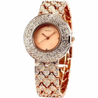 Crystal Lady Women Girl Rose Golden Bracelet Bangle Quartz Wrist Watch WQI007 - intl  
