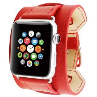 Cuff Leather Band for Apple Watch 42mm - Red  