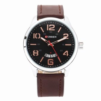 CURREN 8236 Mens Waterproof Calendar Quartz Analog Casual DialWrist Watch (White+Coffee) - intl  