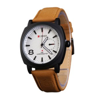 CURREN New Business Casual PU Leather Waterproof Brand Wristwatch White - Intl  