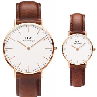 Gambar Daniel Wellington Couple Set Classic 40mm   Classy 26mm StMawes Rose Gold Case   Jam Tangan Pasangan   Couple   Ring RoseGold   Strap Kulit Cokelat