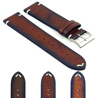 DASSARI Kingwood Extra Long Italian Leather Hand Finished Vintage Watch Strap w/ Minimal Stitching in Brown 22mm  