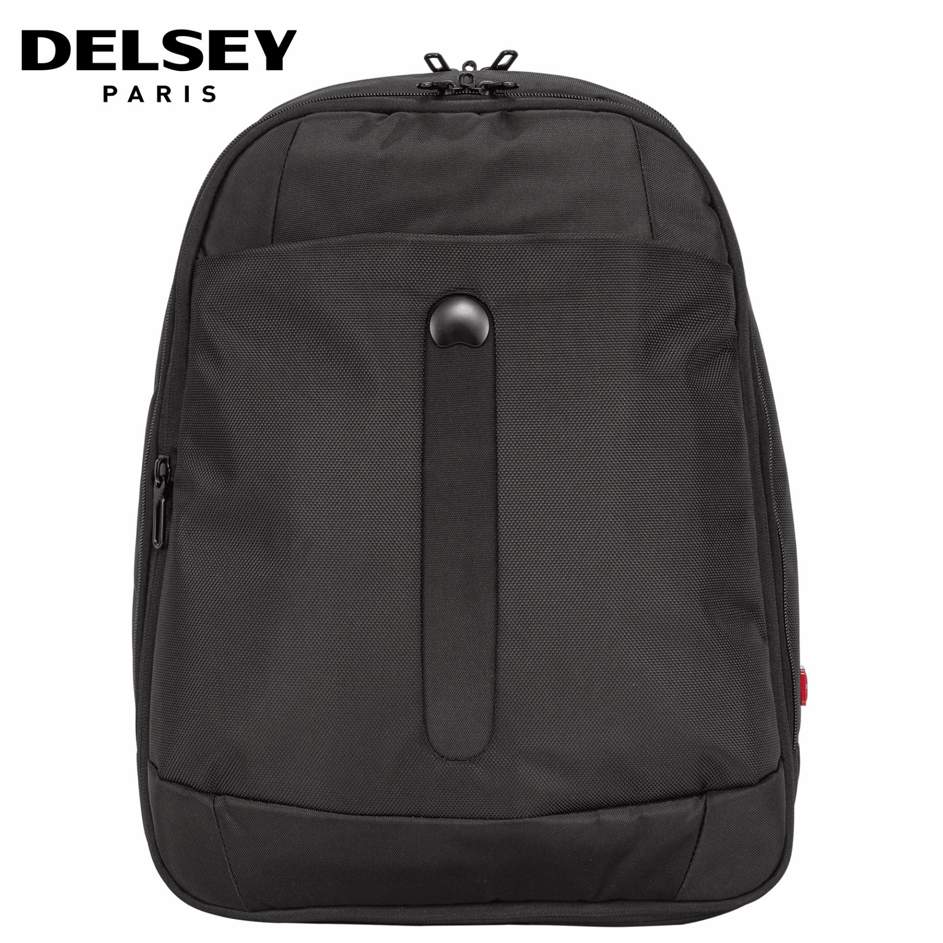 Delsey Bellecour Business Expandable Tas Backpack Dengan 2 Kompartment Dan Tempat Laptop - Hitam \