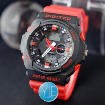 Gambar Digite Jam Tangan Sport Pria DG 2041 T Dual Time Water Resist   Merah