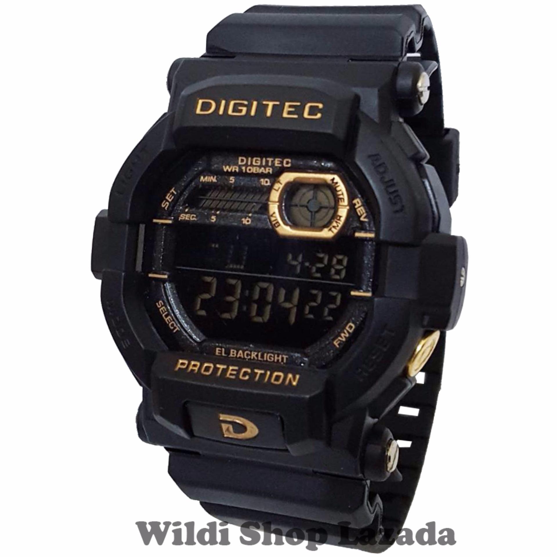 Digitec DG2054 Jam Tangan Pria Strap Rubber Hitam Lis Gold .