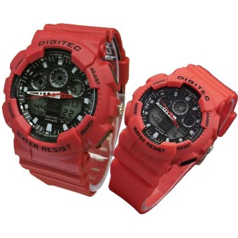 Gambar Digitec DG9700 Dual Time Jam Tangan Couple Rubber Strap   (Merah)