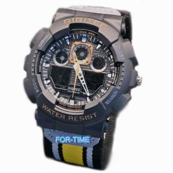 Gambar Digitec Original   DG2109M   Jam Tangan Pria Dual Time   Strap Kanvas   Hitam Kuning