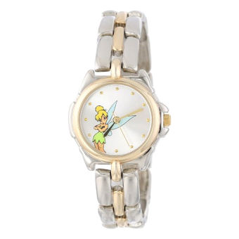 Disney Women's TK2020 Tinkerbell Silver Sunray Dial Two-Tone Bracelet Watch - Intl  