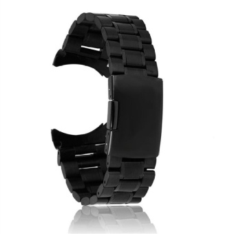 DJ 24Mm Stainless Steel Solid Links Bracelet Watch Band Strap Curvedend With 4Pcs Watch Pins Spring Bars (Black) - intl  