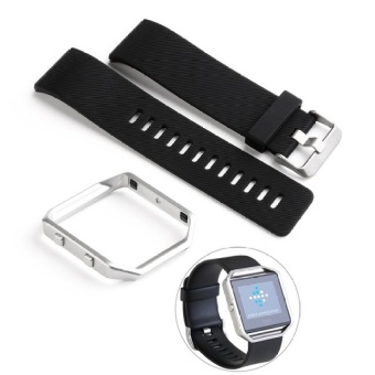 DJ Classic Watch Band Wrist Strap With Safety Watch Buckle&Amp; Metal Frame For Fitbit Blaze Smart Fitness Watch - intl  