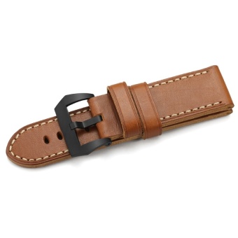 DJ Istrap 26Mm Calfskin Leather Watch Band Thick Smooth Replacementstrap &Amp; Black Pvd Ss Pre V Tang Buckle - Brown - intl  