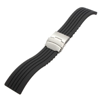 DJ Mens Silicone Rubber Watch Strap Band Waterproof Deployment Clasp22mm - intl  