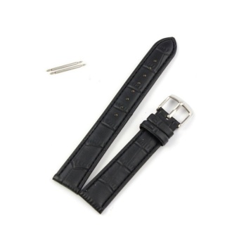 DJ Soft Genuine Leather Strap Steel Buckle Wrist Watch Band (Black) - intl  