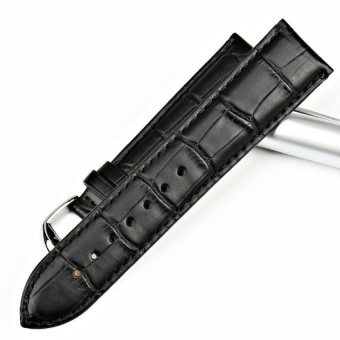 DJ Universal Calfskin Leather Watch Strap Band - Black /Width 22Mm - intl  