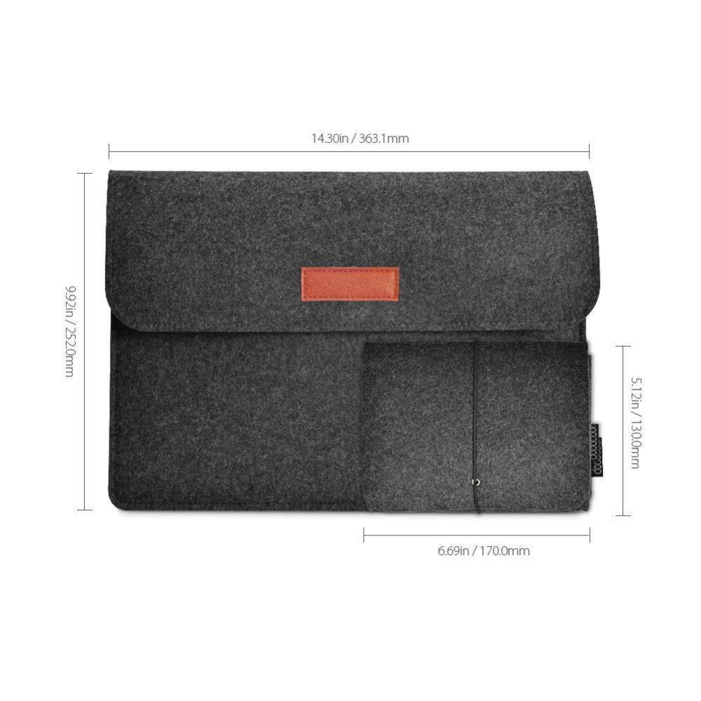 Dodocool 13.3-inch Felt Sleeve Cover Jinjing Case Protective Bag 4 Kompartemen dengan Mouse Pouch untuk Apple 13\