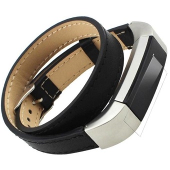 Double Tour Leather Watch Band Strap Bracelet + HD Film For Fitbit Alta - intl  