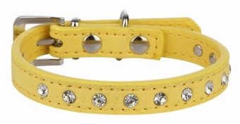 Gambar EOZY Fashion PU Leather Pet Collars Dog Puppy Luxury Rhinestones Collars XXS (Yellow)   intl