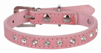 Gambar EOZY Fashion PU Leather Pet Collars Dog Puppy Luxury RhinestonesCollars M (Pink)   intl