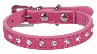 Gambar EOZY Fashion PU Leather Pet Collars Dog Puppy Luxury RhinestonesCollars M (Rose Red)   intl