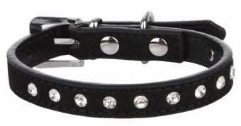 Gambar EOZY Fashion PU Leather Pet Collars Dog Puppy Luxury RhinestonesCollars S (Black)   intl