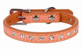 Gambar EOZY Fashion PU Leather Pet Collars Dog Puppy Luxury RhinestonesCollars XS (Orange)   intl