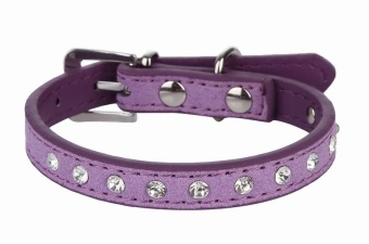 Gambar EOZY Fashion PU Leather Pet Collars Dog Puppy Luxury RhinestonesCollars XS (Purple)   intl